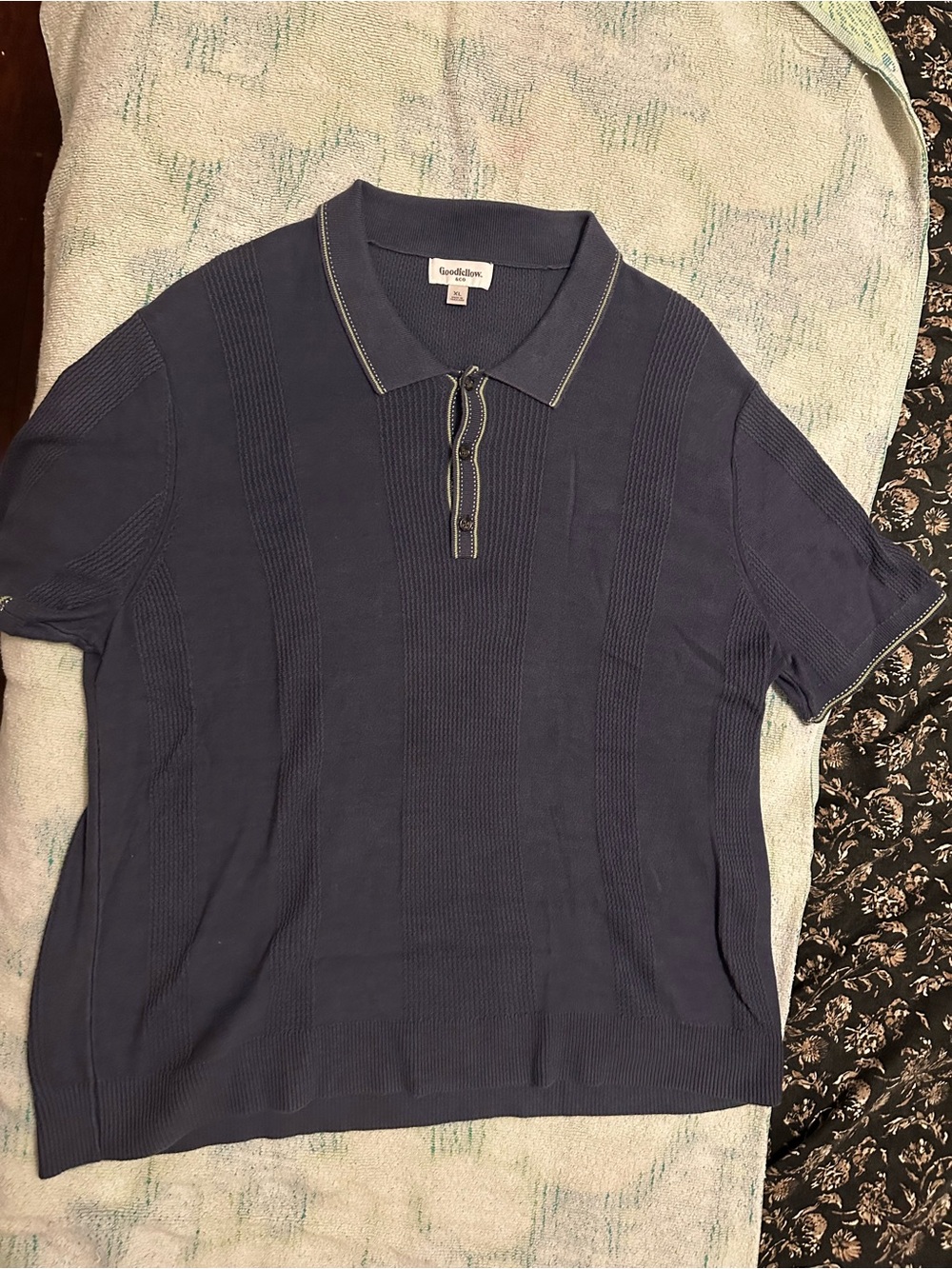 Goodfellow & Co Navy Short-Sleeve Knit Polo with Zip Placket